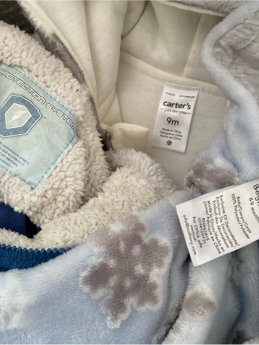 Baby 6-9 Months Fleece Bodysuit Prams Jumpers & Hooded Coat Winter Bundle Lot